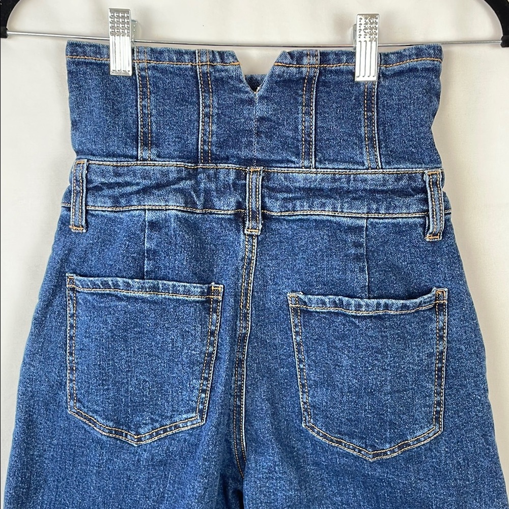 Forever 21 Ultra High-Waisted Wide Leg Blue Jeans with Button Front - Size 25 - Picture 10 of 13